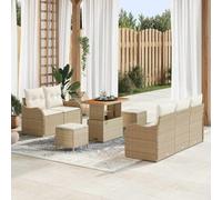 QZZCED Set di divani modulari da giardino con 4 poltrone, tavolo e sgabelli da esterno in polyrattan, acciaio e legno di acacia, configurazione flessibile per terrazza e spazi all'aria