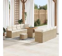 QZZCED Set di divani modulari per esterni con struttura in polyrattan e legno di acacia solido, cuscini comodi e stoccaggio sotto seduta, configurazione flessibile