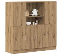 QZZCED Set di mobili da cucina 3 pezzi in legno di ingegneria rovere artigianale con armadi e ripiani per stoccaggio organizzato e facile accesso agli utensili da cucina, design