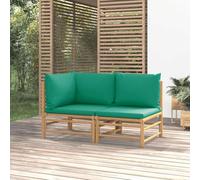 QZZCED Set di mobili da giardino in bambù con cuscini, divano modulare esterno per terrazza e patio, 3 pezzi di mobili da esterno, durevole e confortevole