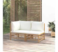 QZZCED Set di mobili da giardino in bambù con cuscini, divano modulare esterno per terrazza e patio, design flessibile, facile da montare, materiale naturale e durevole