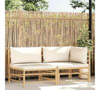 QZZCED Set di mobili da giardino in bambù con cuscini imbottiti, set modulare per esterni, leggero e facile da pulire, ideale per creare un'area di riposo nella tua terrazza