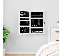 QZZCED Specchio con portagioie e luci LED da parete bianco, ampio spazio di archiviazione con ganci e ripiani, specchio pratico, porta con serratura e 2 chiavi, luci LED automatiche,