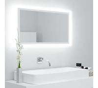 QZZCED Specchio da bagno a LED bianco acrilico 80 x 8,5 x 37 cm con luce RGB che cambia e montaggio versatile, specchio da parete moderno per decorazione d'interni con materiale durevole e facile