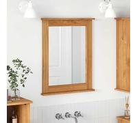 QZZCED Specchio da bagno con stoccaggio e cornice in legno massello di pino 55,5 x 5 x 70 cm marrone miele, specchio piatto per interni, organizer da bagno moderno con montaggio