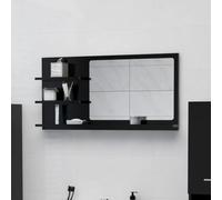 QZZCED Specchio da bagno nero con ripiani in legno compensato e acrilico 90 x 10,5 x 45 cm, 3 ripiani per organizzazione, design moderno e funzionale per spazi del bagno, facile