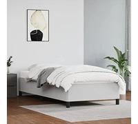 QZZCED Struttura del letto senza materasso in similpelle bianca 90 x 190 cm con gambe robuste e doghe in legno compensato per distribuzione del peso e stabilità, base