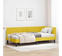 QZZCED Struttura letto ad angolo altro manuale giallo 100 x 200 cm con testiera regolabile e base in legno massello, design minimalista e rivestimento in velluto accogliente