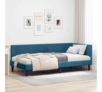 QZZCED Struttura letto ad angolo blu, 100 x 200 cm, in velluto con testiera e rete fissa, design moderno ed elegante, per camera da letto, struttura per letto di lusso e confortevole, struttura