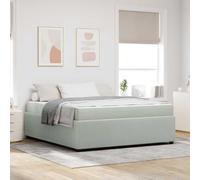 QZZCED Struttura moderna per letto con materasso grigio chiaro e bianco, struttura in legno resistente e design compatto elegante per camera da letto, materasso in schiuma per sollievo