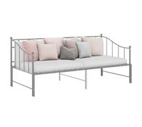 QZZCED Struttura per divano letto estraibile senza materasso, in metallo grigio 90 x 200 cm, mobile pieghevole per piccoli spazi, letto da giorno con ringhiera laterale e costruzione durevole