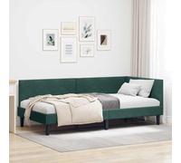 QZZCED Struttura per letto ad angolo, colore verde scuro, 100 x 200 cm, con testiera regolabile, base in legno massello e rivestimento in velluto accogliente, per camera da letto moderna