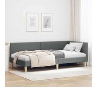 QZZCED Struttura per letto ad angolo in grigio scuro, 80 x 200 cm, con testiera regolabile e doghe rigide, base per letto moderna e robusta, con rivestimento in poliestere morbido, supporto