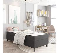 QZZCED Struttura per letto Box Spring tessuto grigio 90 x 200 cm, solida base in MDF e metallo per materasso, design sobrio ed elegante, rivestimento resistente e facile da pulire, montaggio