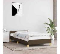 QZZCED Struttura per letto con testiera in tessuto marrone scuro 90 x 190 cm, solida base per letto con doghe in legno e gambe robuste per stabilità e sostegno**Analisi