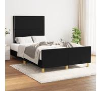 QZZCED Struttura per letto con testiera regolabile in altezza, tessuto nero, 120 x 190 cm, 4 gambe robuste e doghe in legno per supporto e stabilità, base per letto semplice
