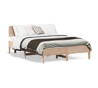 QZZCED Struttura per letto in legno massello di pino 135 x 190 cm con testiera, doghe robuste e gambe di sostegno, base per materasso, 4 gambe solide, design rustico e durevole