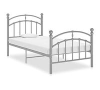 QZZCED Struttura per letto in metallo grigio 90 x 200 cm con base a doghe solida, costruzione robusta e rivestimento in polvere per durata, supporto ottimale per materasso