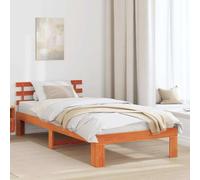 QZZCED Struttura per letto marrone, 90 x 190 cm, in legno massello di pino, base moderna, design minimalista e linee pulite, per camera da letto, testiera solida, costruzione resistente
