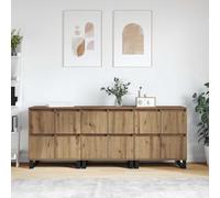 QZZCED Tavole laterali 3 pezzi rovere Artisan credenza classica con ampio spazio di archiviazione e funzione espositore, mobile in legno resistente per organizzare la tua casa 180 x 35 x 7