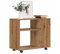 QZZCED Tavolino ausiliario dal design moderno con 2 ripiani e ruote girevoli, mobile in legno di ingegneria stabile e resistente, per soggiorno, ampio spazio di archiviazione