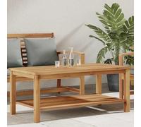 QZZCED Tavolino da caffè moderno marrone 110 x 55 x 45 cm in legno di teak massiccio con struttura a gamba di palo e superficie strutturata per soggiorno o giardino, mobile da centro