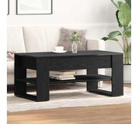 QZZCED Tavolino da caffè rettangolare in legno strutturato con scaffale, 102 cm di lunghezza, mobile da soggiorno e supporto per libri, finitura unica per interni, struttura