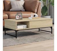 QZZCED Tavolino moderno con stoccaggio nascosto e gambe regolabili, struttura robusta in legno e metallo, superficie liscia per soggiorno, resistente all'umidità