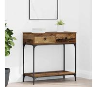 QZZCED Tavolo consolle in legno con cassetti e ripiano extra, struttura rettangolare per corridoi e salotti, finitura strutturata moderna, dimensioni 75 x 34,5 x 75 cm, facile da montare