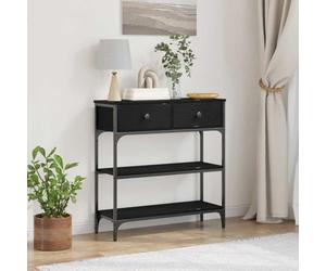 QZZCED Tavolo Consolle Industriale in Legno e Ferro con Ripiani, Mobile da Magazzino Minimalista per Soggiorno, Struttura Solida e Livellatori Regolabili per Spazi con Parete