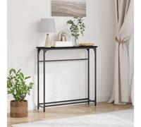 QZZCED Tavolo Consolle Industriale Stretto con Ripiani Aperti, Struttura in Legno e Ferro Solido, Livellatori Regolabili per Stabilità, Design Urbano Moderno per Sala