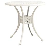 QZZCED Tavolo da giardino in alluminio pressofuso bianco 78 x 78 x 72 cm con design cavo e foro per ombrellone, struttura stabile e resistente per esterni, ideale per bevande e cibo