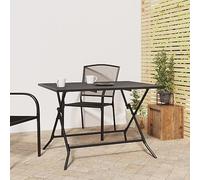QZZCED Tavolo da giardino pieghevole con design a rete, acciaio grigio antracite, 110 x 80 x 72 cm, superficie resistente e struttura stabile per esterni, rivestimento protettivo