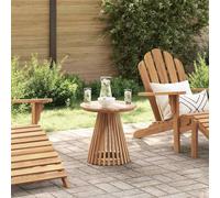 QZZCED Tavolo laterale da giardino marrone 50 x 50 x 49,5 cm Tavolo rotondo da esterno con design a doghe in legno di teak massiccio di prima qualità, resistente alle intemperie