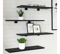 QZZCED Tavolo per scaffalature, 4 pezzi, nero, 60 x 20 x 1,5 cm, con ripiani in legno resistente, per soggiorno e organizzazione degli spazi