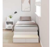 QZZCED Telaio per letto con cassetti bianchi, 226,5 x 90 x 31,5 cm, letto con contenitore integrato e design minimalistico, struttura robusta in legno per camera da letto