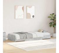 QZZCED Telaio per letto con contenitore e testiera grigio cemento, 80 x 200 cm, letto con cassetti integrati e design moderno, struttura in legno per camera da letto, mobile