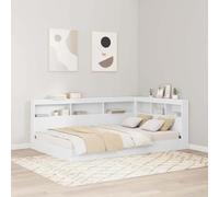 QZZCED Testata a forma di L in legno di ingegneria con ripiani integrati e design minimalistico per camera da letto moderna, risparmio di spazio efficiente e struttura durevole