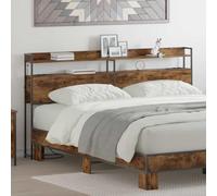 QZZCED Testiera moderna con luci LED e USB-C, struttura in legno e acciaio, archiviazione integrata per camera da letto, design funzionale e elegante, facile manutenzione, sicura