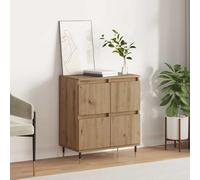 QZZCED Vetrina marrone credenza con ampio spazio e funzione espositore, materiale durevole e gambe in ferro. 60 x 35 x 70 cm compensato