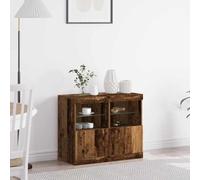 QZZCED Vetrina marrone Credenza moderna con luci a LED e ampio stoccaggio, ideale per organizzare e decorare il tuo spazio. 81 x 37 x 67 cm compensato