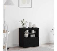 QZZCED Vetrina nera credenza moderna con luci a LED e ampio stoccaggio, ideale per organizzare e decorare il tuo spazio. 60 x 37 x 67 cm compensato