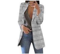 R-796 Giacche da donna grigie Blazers Cappotti per le donne Dolcevita Lavoro Ufficio Cardigan Plaid Autunno Inverno Blazer 2024 Vestiti Country Concert FL S