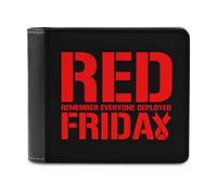 R.E.D Remember Everyone Deployed Red Friday Portafoglio da uomo a due ante sottile porta carte di credito in pelle, Stile:, Taglia unica