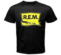 R.E.M. out Time Alternative Men's Black T-Shirt Black L