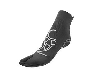 R-EVENGE CALZA PILATES 1 FINGER ANTISCIVOLO, ANTIBATTERICA, TRASPIRANTE PER ESERCIZI A CORPO LIBERO E CON ATTREZZI (S 34-37, GRIGIO SCURO/SILVER)