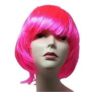 R&F srls Parrucca Corta Liscia Rosa Acceso Travestimento Carnevale Festa