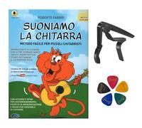 R.Fabbri Suoniamo la chitarra volume 1 + Audio Online, 10 Plettri in ABS e un Capotasto Mobile per Chitarra Acustica/Elettrica