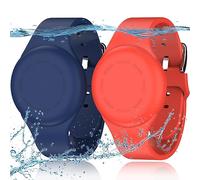 R-fun Braccialetti Impermeabili per Bambini, Compatibili con Apple Air Tag Tracker con Silicone Morbido, Custodia Anti-smarrimento per Bambini,Blu Notte/Rosso