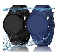 R-fun Braccialetti Impermeabili per Bambini, Compatibili con Apple Air Tag Tracker con Silicone Morbido, Custodia Anti-smarrimento per Bambini,Blu Notte/Nero